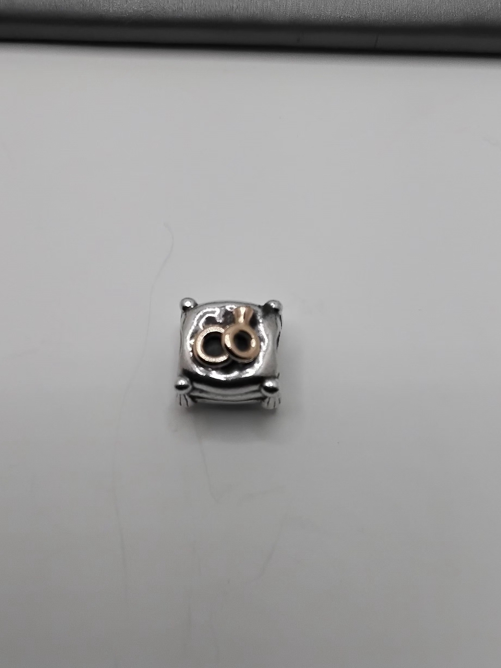 Authentic Pandora Ring Bearer Pillow Charm with Gold Accent - Retired